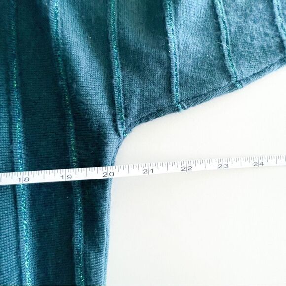 Nanette Lepore Sweater Teal Wool Blend Glitter Stripe Women's S Dolman Sleeves - Picture 6 of 8